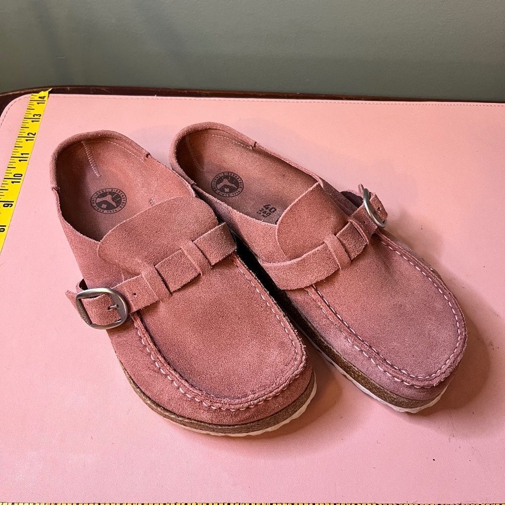 Birkenstock 40 Pink Suede Shoes Buckley Slip-in Like NEW